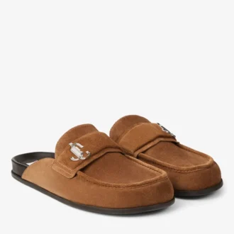 Milo Mule: mules sin talón de ante de terciopelo color tostado
