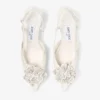 Mimmi Sling Back 50 Latte: sandalias de talón abierto de piel napa brillante con adorno de encaje Mimmi Sling Back 50 Latte: sandalias de talón abierto de piel napa brillante con adorno de encaje