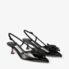 Mimmi Sling Back 50: sandalias de talón abierto en piel napa brillante negra con adorno de encaje de napa Mimmi Sling Back 50: sandalias de talón abierto en piel napa brillante negra con adorno de encaje de napa