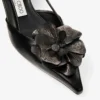 Mimmi Sling Back 50: sandalias de talón abierto en piel napa brillante negra con adorno de encaje de napa Mimmi Sling Back 50: sandalias de talón abierto en piel napa brillante negra con adorno de encaje de napa
