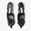 Mimmi Sling Back 50: sandalias de talón abierto en piel napa brillante negra con adorno de encaje de napa Mimmi Sling Back 50: sandalias de talón abierto en piel napa brillante negra con adorno de encaje de napa
