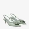 Mimmi Sling Back 50 Verde: sandalias de talón abierto en piel napa brillante con adorno de encaje de napa perforada de jimmy choo Mimmi Sling Back 50 Verde: sandalias de talón abierto en piel napa brillante con adorno de encaje de napa perforada de jimmy choo