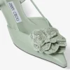 Mimmi Sling Back 50 Verde: sandalias de talón abierto en piel napa brillante con adorno de encaje de napa perforada de jimmy choo Mimmi Sling Back 50 Verde: sandalias de talón abierto en piel napa brillante con adorno de encaje de napa perforada de jimmy choo