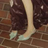 Mimmi Sling Back 50 Verde: sandalias de talón abierto en piel napa brillante con adorno de encaje de napa perforada de jimmy choo Mimmi Sling Back 50 Verde: sandalias de talón abierto en piel napa brillante con adorno de encaje de napa perforada de jimmy choo