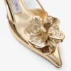 Mimmi Sling Back 50 Zapatos de tacón con correa trasera de piel Liquid Metal dorada y adorno perforado de jimmy choo Mimmi Sling Back 50 Zapatos de tacón con correa trasera de piel Liquid Metal dorada y adorno perforado de jimmy choo