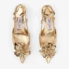Mimmi Sling Back 50 Zapatos de tacón con correa trasera de piel Liquid Metal dorada y adorno perforado de jimmy choo Mimmi Sling Back 50 Zapatos de tacón con correa trasera de piel Liquid Metal dorada y adorno perforado de jimmy choo