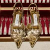 Mimmi Sling Back 50 Zapatos de tacón con correa trasera de piel Liquid Metal dorada y adorno perforado de jimmy choo Mimmi Sling Back 50 Zapatos de tacón con correa trasera de piel Liquid Metal dorada y adorno perforado de jimmy choo