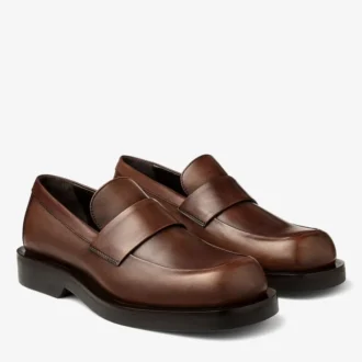 Mocasines Buff Mocasines de piel bruñida color moca
