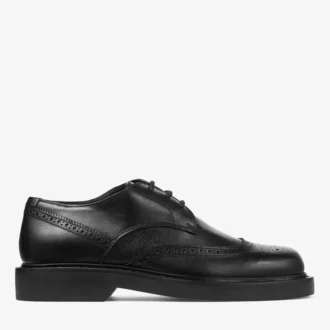 Mocasines Derby Rowan con detalle brogue en piel vintage negra