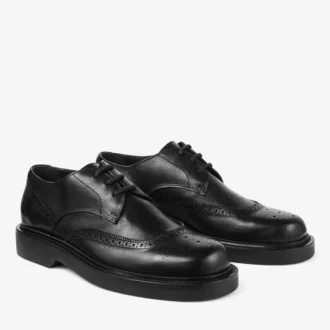 Mocasines Derby Rowan con detalle brogue en piel vintage negra