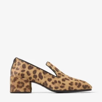 Mocasines Eliot 45 de piel de potro con estampado de leopardo natural