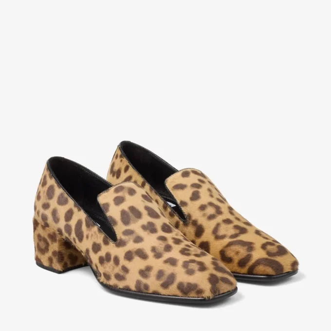 Mocasines Eliot 45 de piel de potro con estampado de leopardo natural Mocasines Eliot 45 de piel de potro con estampado de leopardo natural