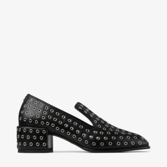Mocasines Eliot 45 de piel napa metalizada negra con ojales