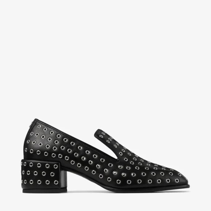 Mocasines Eliot 45 de piel napa metalizada negra con ojales Mocasines Eliot 45 de piel napa metalizada negra con ojales