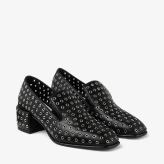 Mocasines Eliot 45 de piel napa metalizada negra con ojales