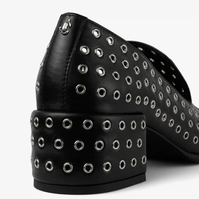 Mocasines Eliot 45 de piel napa metalizada negra con ojales Mocasines Eliot 45 de piel napa metalizada negra con ojales