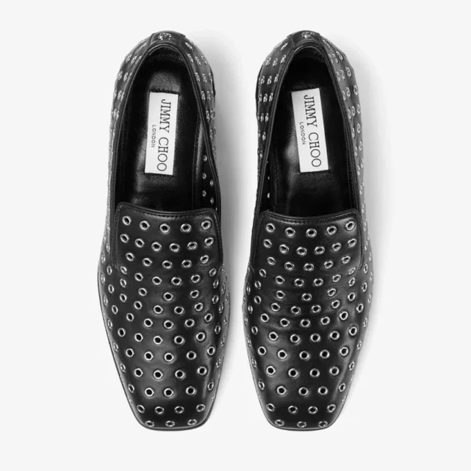 Mocasines Eliot 45 de piel napa metalizada negra con ojales Mocasines Eliot 45 de piel napa metalizada negra con ojales
