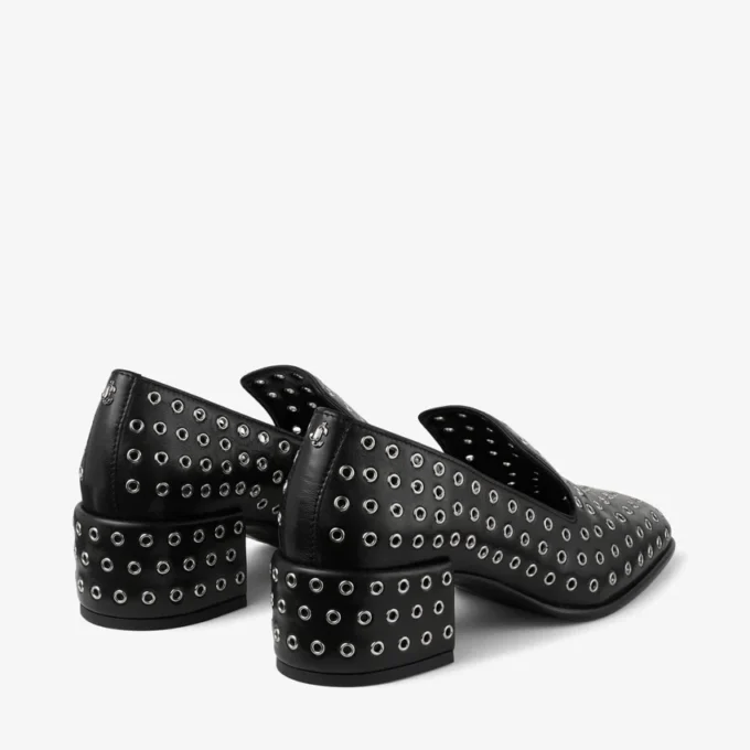 Mocasines Eliot 45 de piel napa metalizada negra con ojales Mocasines Eliot 45 de piel napa metalizada negra con ojales