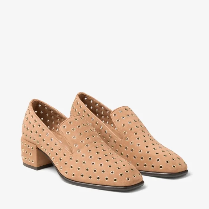 Mocasines Eliot 45 F de ante color toffee con ojales Mocasines Eliot 45 F de ante color toffee con ojales