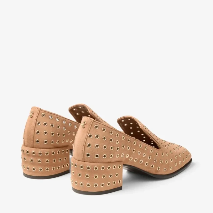 Mocasines Eliot 45 F de ante color toffee con ojales Mocasines Eliot 45 F de ante color toffee con ojales