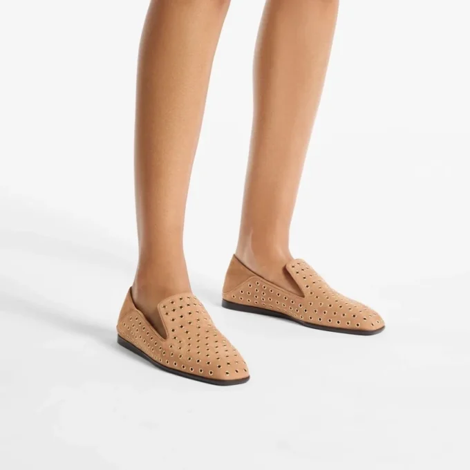 Mocasines Eliot F de ante color toffee con ojales Mocasines Eliot F de ante color toffee con ojales