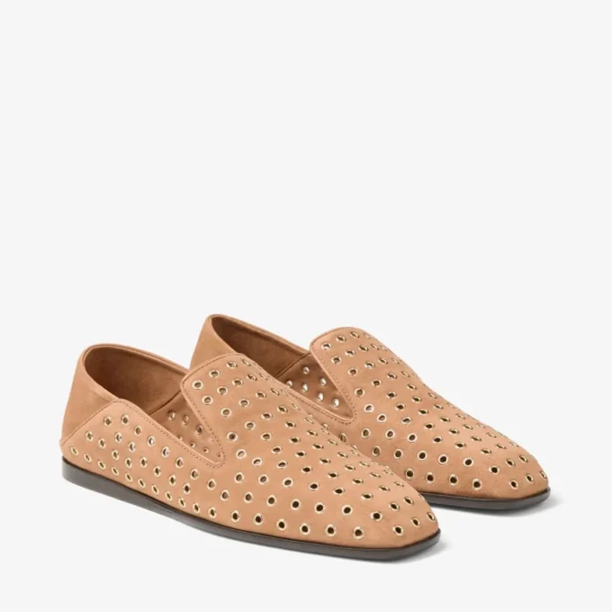Mocasines Eliot F de ante color toffee con ojales Mocasines Eliot F de ante color toffee con ojales