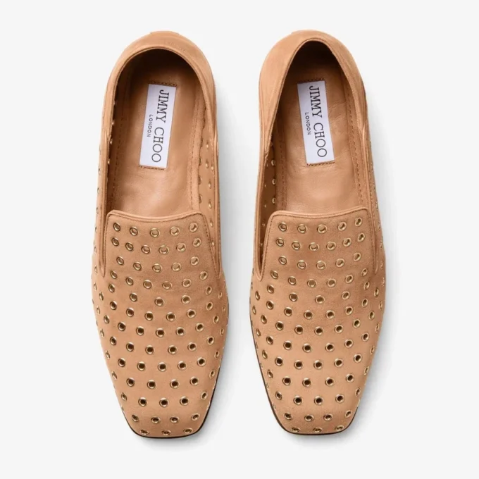 Mocasines Eliot F de ante color toffee con ojales Mocasines Eliot F de ante color toffee con ojales
