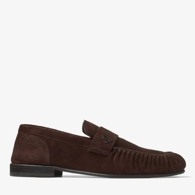 Mocasines Ellis de ante de terciopelo color chocolate