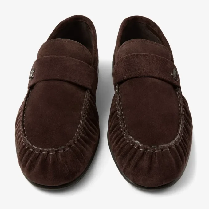 Mocasines Ellis de ante de terciopelo color chocolate