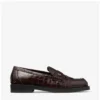 Mocasines Ivy de piel con relieve de cocodrilo brillante en color Sambuco