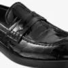 Mocasines Ivy de piel con relieve de cocodrilo negro