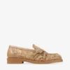 Mocasines Kalia de rafia tejida con motivos florales naturales y piel de becerro