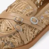 Mocasines Kalia de rafia tejida con motivos florales naturales y piel de becerro