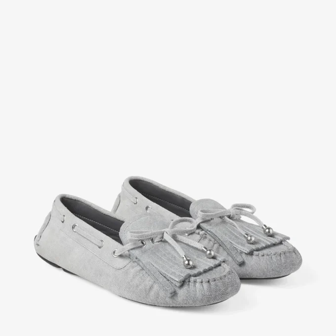 Mocasines Manon F de ante y denim en color paloma