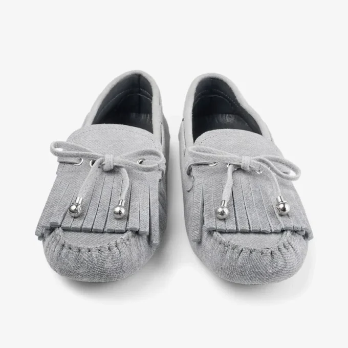 Mocasines Manon F de ante y denim en color paloma
