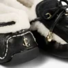 Mocasines Manon F de cuero envejecido negro con borreguillo