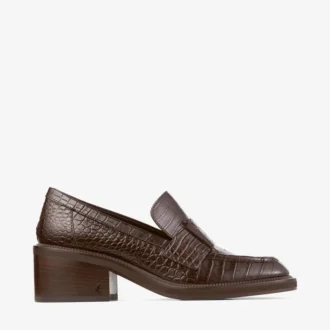 Mocasines Tylor 60 de piel con relieve de cocodrilo en color chocolate