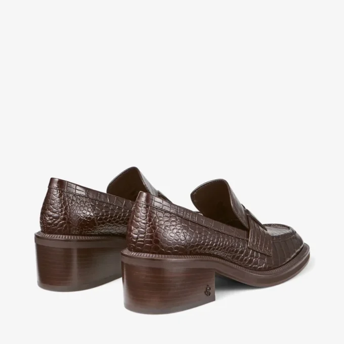 Mocasines Tylor 60 de piel con relieve de cocodrilo en color chocolate