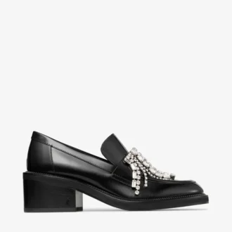 Mocasines Tylor 60 negros de piel de becerro suave con adorno de cristales