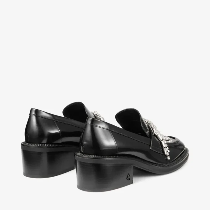 Mocasines Tylor 60 negros de piel de becerro suave con adorno de cristales