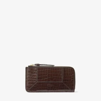Monedero Dm Lise-Z de piel de becerro con relieve de cocodrilo color chocolate Monedero Dm Lise-Z de piel de becerro con relieve de cocodrilo color chocolate