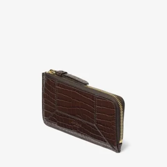 Monedero Dm Lise-Z de piel de becerro con relieve de cocodrilo color chocolate Monedero Dm Lise-Z de piel de becerro con relieve de cocodrilo color chocolate