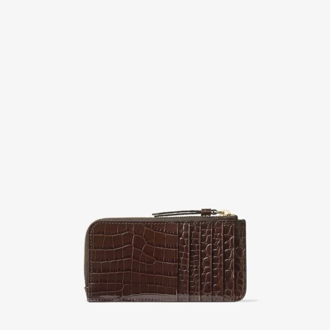 Monedero Dm Lise-Z de piel de becerro con relieve de cocodrilo color chocolate Monedero Dm Lise-Z de piel de becerro con relieve de cocodrilo color chocolate