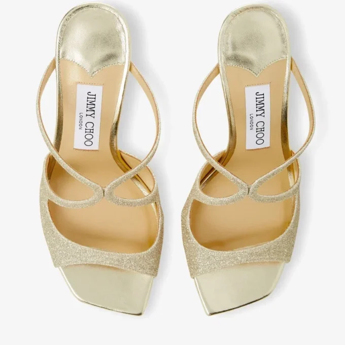Mules Anise 75 en tejido Dusty Glitter color Platinum Ice