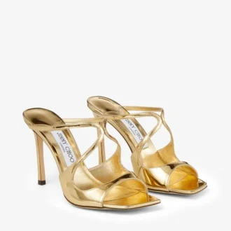 Mules Anise 95 de piel Liquid Metal dorada