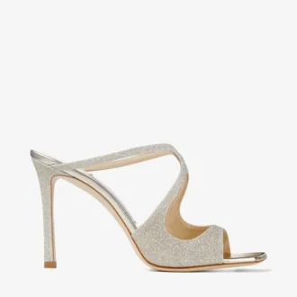 Mules Anise 95 en platino con purpurina Dusty Glitter