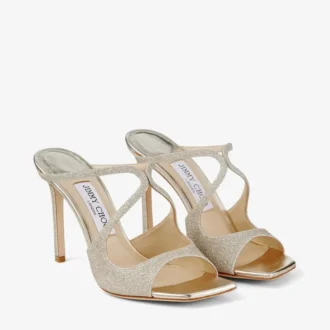 Mules Anise 95 en platino con purpurina Dusty Glitter