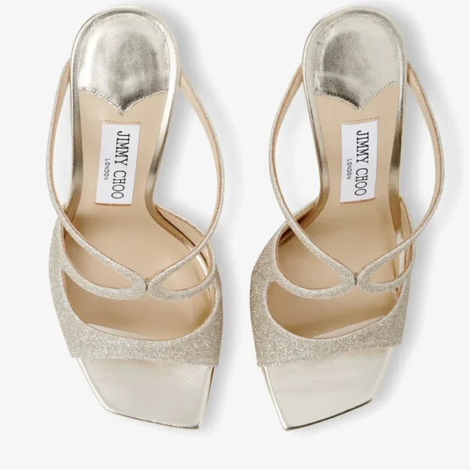 Mules Anise 95 en platino con purpurina Dusty Glitter Mules Anise 95 en platino con purpurina Dusty Glitter