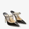 Mules Bing 100 de charol negro con correa de cristales Mules Bing 100 de charol negro con correa de cristales