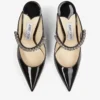 Mules Bing 100 de charol negro con correa de cristales Mules Bing 100 de charol negro con correa de cristales